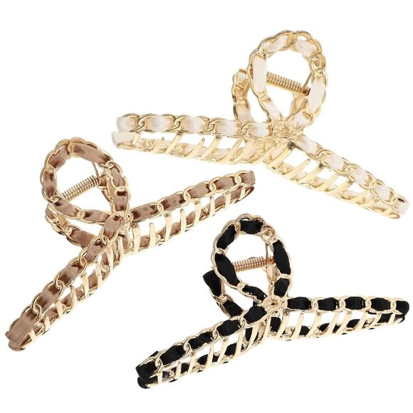 Vintage Metal Hair Claw Clips Set 3 Assorted Colors Strong Hold Ladies - Picture 4 of 9